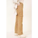 LİMABEL Kadın Kargo Cepli Camel Jeans Camel Kargo Kot Pantolon