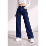 LİMABEL Kadın Lacivet Jeans Yüksek Bel Salaş Kot Pantolon