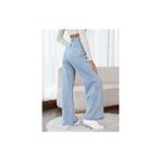 Limabel Kadın Mavi Likralı Wide Leg Salaş Geniş Paça Kot Pantolon Pamuk - Elastan Regular Kesim - 34