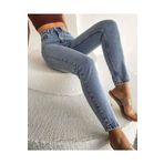 LİMABEL Kadın Mavi Mom Jeans Yüksek Bel Kar Yıkama Mom Kot Pantolon Likralı