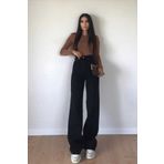LİMABEL Kadın Michelle Siyah Yüksek Bel Bol Paça Denim Kot Pantolon
