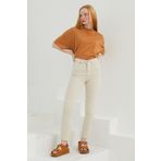 LİMABEL Kadın Yüksek Bel Ekru Mom Jeans Likralı Esnek Kot Pantolon