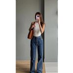 LİMABEL Mavi Kar Yıkama Jeans Salaş Likralı Palazzo Kot Pantolon