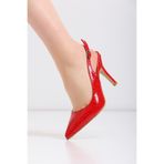 Lİmar Shoes Limar 8,5 Cm Kırmızı Yılan Derisi Desenli Stiletto Sivri Burun Kadın Topuklu Ayakkabı