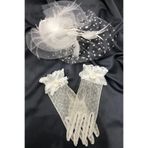 Limelia Gül ve Dantel Detaylı Gelin Eldiveni ve Vualet Nikah Şapkası