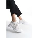 Limeo Triko Bağcıklı Delikli Parlak Yüksek Taban Günlük Kadın Sneaker Spor Ayakkabı