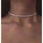 Limezon Gümüş Renk Zirkon Kadın Su Yolu Choker Kolye - 32 cm