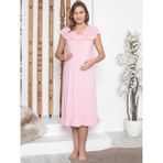 Limissi Imissi Ohusa Gecelik Fırfırlı Aplikeli Pijama Takımı - Pembe Standart - Gül - Kurusu