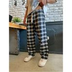 Limited Edition Siyah Y2K Ekose - Kareli Desen Model Bol Paça Relaxed Unisex Oversize Pijama Altı
