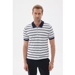 LIMITED Erkek Çizgili Polo Yaka Rayon Triko Tişört Lacivert