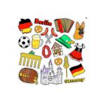 Limitless Design Almanya – Berlin Temalı Sticker Seti |, Sosis, Bira, Alman Bayrağı, Pretzel – 15’li