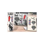 Limitless Design Barber Shop Sticker Seti – Berber Temalı Makas, Tıraş Makinesi ve Barber Pole Laptop / Termos