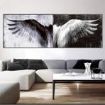 Limitless Design Siyah Beyaz Kanat 2-Hd Baskı Kanvas Tablo Salon Oturma Yatak Odası Ofis Antre Cafe Için Duvar Dekoru - 30 x 90 - Renkli