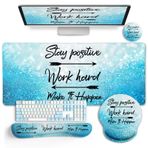 LIMKRIAN Masa Mat Masa Pedi, XXL Büyük Oyun Mouse Pad Bilek Desteği ile, Ergonomik Mouse Pad, Klavye Bilek Dayanağı, Bardak Altlığı, Ev Ofis Masası Aksesuarları Dekor Malzemeleri, Pozitif Kalın