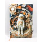Limmy 3D Görünümlü Hatıra Defteri (Günlük) Kilitli Defter 80 Yaprak - Turuncu Astronot