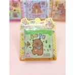 Limmy Capybara Sulu Pullu Anahtarlıklı Stickerlı Kapibara Not Defteri (7,5x7,5 Cm) - Cute