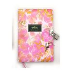 Limmy Çiçek Ebru Desen Hatıra Defteri (Günlük) Kilitli Defter 80 Yaprak - Pembe