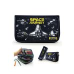 Limmy Kalem Kutusu Siyah Mekik Space Kawai Organizer Kalemkutu Vegan Deri Üç Bölmeli Kalemlik Siyah