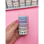 Limmy Renkli Yaldızlı Vintage Washi Tape Bant Yapışkanlı Maskeleme Kağıdı 5 Lı - Flamingo