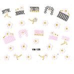 Limmy Tırnak Sticker, Tırnak Süsleme, Nail Art Kare Desen Papatya 6 x 5 cm