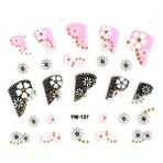 Limmy Tırnak Sticker, Tırnak Süsleme, Nail Art Siyah Çizgili Papatya 6 x 5 cm