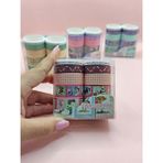 Limmy Vintage Washi Tape Bant Baskılı Yapışkanlı Maskeleme Kağıdı Desenli Bant 10'lu - Bordo Pul Mektup
