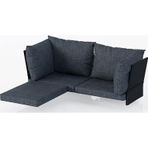 Limni Home Mini Multilounge Bahçe Balkon Mobilyası Kumaş Seti, Siyah Siyah 150x76 cm