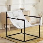 Limni Home Teddy Berjer Modern Iskandinav , Salon, Balkon, Ofis, Bekleme, Güzellik Merkezi Metal Iskeletli - Beyaz