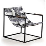 Limni Home Teddy Berjer Modern Iskandinav , Salon, Balkon, Ofis, Bekleme, Güzellik Merkezi Metal Iskeletli - Siyah - Beyaz