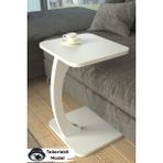Limnizza Tekerlekli Kare C Sehpa Koltuk Yanı Laptop Masası Modern Zigon Yan Sehpa Salon Ofis Sehpası - Beyaz