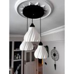 Limon 3D Design Limon 3D Desing Laura 3lü Avize Modern Sarkıt, Mutfak Yatak Odası Salon Avize - Siyah - Beyaz