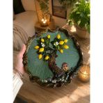 Limon Ağacı Duvar Dekoru Epoksi Tasarım 29X29 Cm El Yapımı Rustik Salon Balkon Süsü