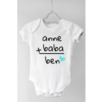Limon Beyaz Anne Baba Ben Kısa Kollu Çıtçıtlı Unisex Bebek Body Zıbın