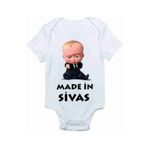 Limon Beyaz Made In Sivas Baskılı Unisex Bebek Body Zıbın