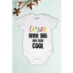 Limon Beyaz Teyze Anne Gibi Ama Daha Cool Baskılı Unisex Bebek Body Zıbın