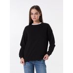 Limon Bisiklet Yaka Düz Siyah Kadın Sweatshırt ML4WL-SWT9011