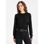 Limon Bisiklet Yaka Slim Fit Düz Siyah Kazak Kadın ML5WL-KZK-9002 - XS