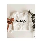 Limon Daddys Girl Yazılı Babalar Günü Uzun Kol Çıtçıtlı Organik Bebek Body