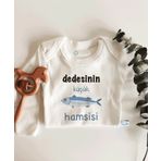 Limon Dedesinin Küçük Hamsisi Yazılı Kısa Kol Organik Unisex Bebek Body Zıbın