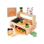 Limon Dekor Ahşap Çocuk Mutfak Seti Oyuncak Pizza Fırını - 50 Parça Eğitici Montessori Evcilik Oyunu
