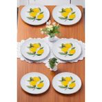 Limon Desenli El Yapımı Seramik Pasta Tabağı - Servis Tabak Seti 6 Adet 21 cm