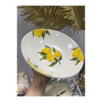 Limon Desenli Porselen Salata Kasesi, Beyaz, Yuvarlak, 26 cm