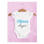Limon Erkek Bebek Beyaz Oğlumuz Oluyor Baskılı Zıbın