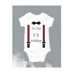 Limon Half Birthday 6 Ay Doğum Günü Askı Ve Papyon Baskılı Bebek Body Zıbın
