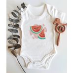 Limon Karpuz Desenli Kısa Kol Organik Bebek Body