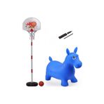 Limon Oyuncak Ayarlanabilir Basketbol Potası Ve Şişme Pilates Eşeği + Şişirme Pompası Çocuk Spor Seti OZKA1011