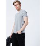 Limon Tom V Yaka Basic Düz Gri Melanj Erkek T-shirt