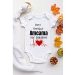 Limon Unisex Bebek Beyaz Beni Yavaşca Amcama Ver Desenli Kısa Kol Body