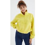 Limon Yarım Fermuar Etek Ucu Büzgülü Kadın Polar Oversize Sweatshirt - 97171