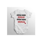 Limon Yenidoğan Beyaz Babam Kadar Güçlü Annem Kadar Güzelim Yazılı Baskılı Bebek Zıbını